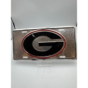 Georgia Bulldogs NCAA Mirror License Plate Tag Silver Red Black UGA Logo New